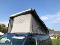 Calicap T5/T6/T6.1 (Wetterschutzhaube) ohne Fenster-geschlossen ohne Dachausschnitt-mit Rollupfunktion - Frontteil zum öffnen-elektrohydraulisch-312 Dach/Heck anthracite- Front/Seite silver gray-mit Markisengummi